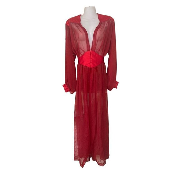 Women's Trashy of Hollywood Red Sheer Robe Corset Waist Stunning Sleeve Cuff LRG - Picture 1 of 10